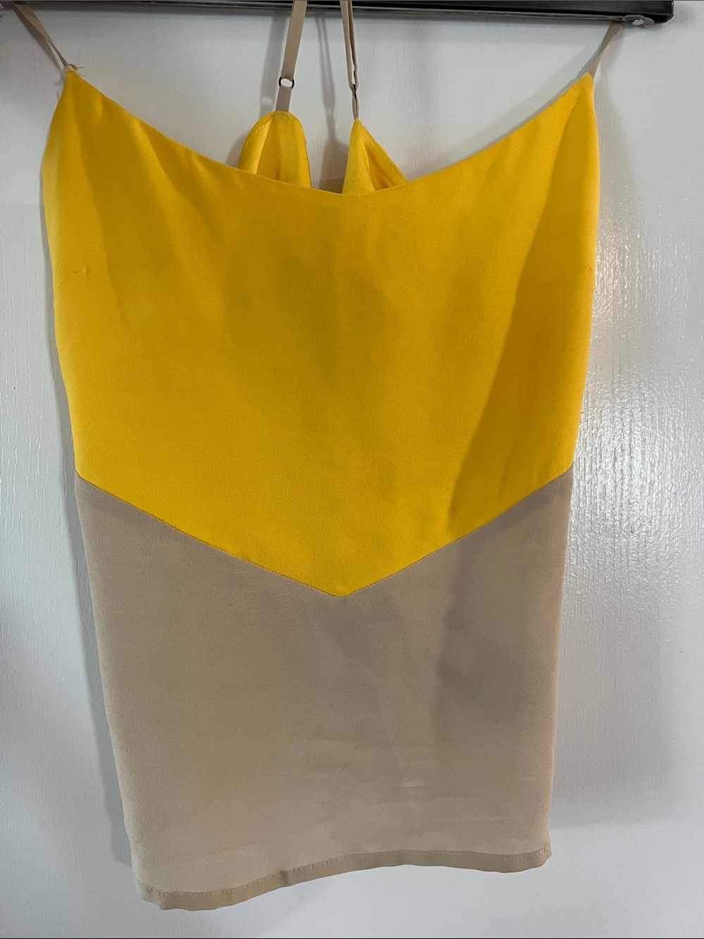 bebe Yellow and Beige Two-Tone Spaghetti Strap Cami